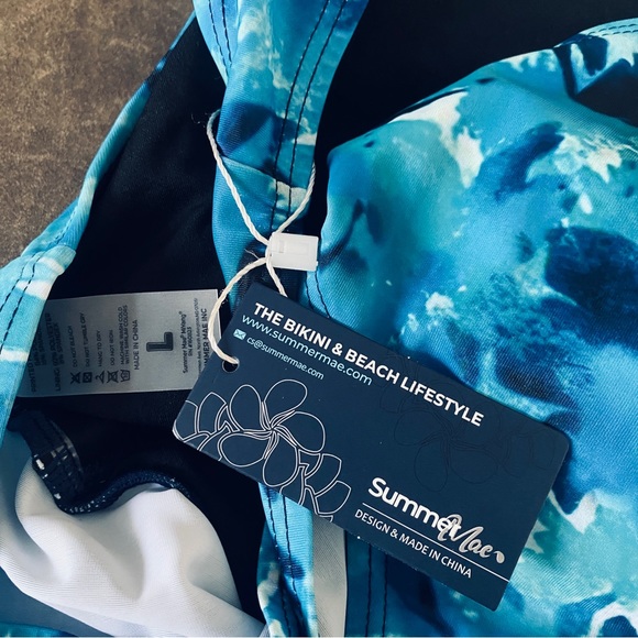 Blue Patterned Women's Swim Dress - Picture 5 of 11